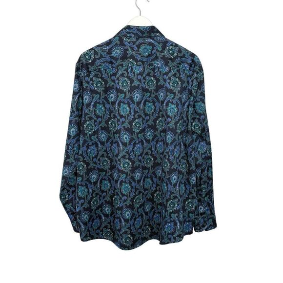 Tasso Elba midnight blue paisley 100% cotton button down shirt - XXL - Picture 5 of 8